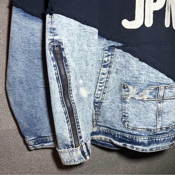 Very Rare- Iro Ochi Blue Half Denim Honshu WLVS JPN Embroidered Hoodie Size L - Picture 14 of 16